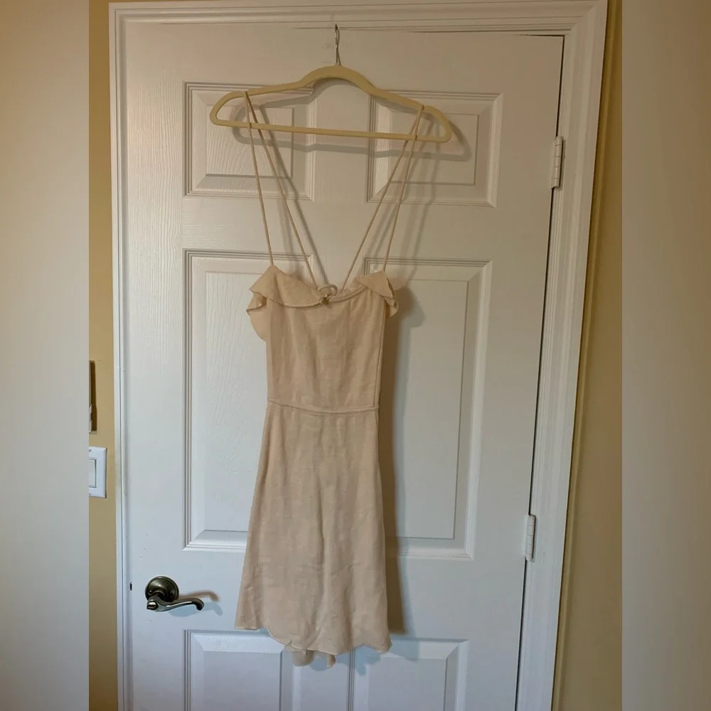 NWT Free People Ruffle Cream Sleeveless‎ Backless Dress Boho Cottagecore Western - Picture 6 of 11